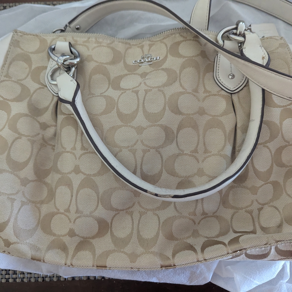 Coach Tan Shoulder Bag with Signature Monogram